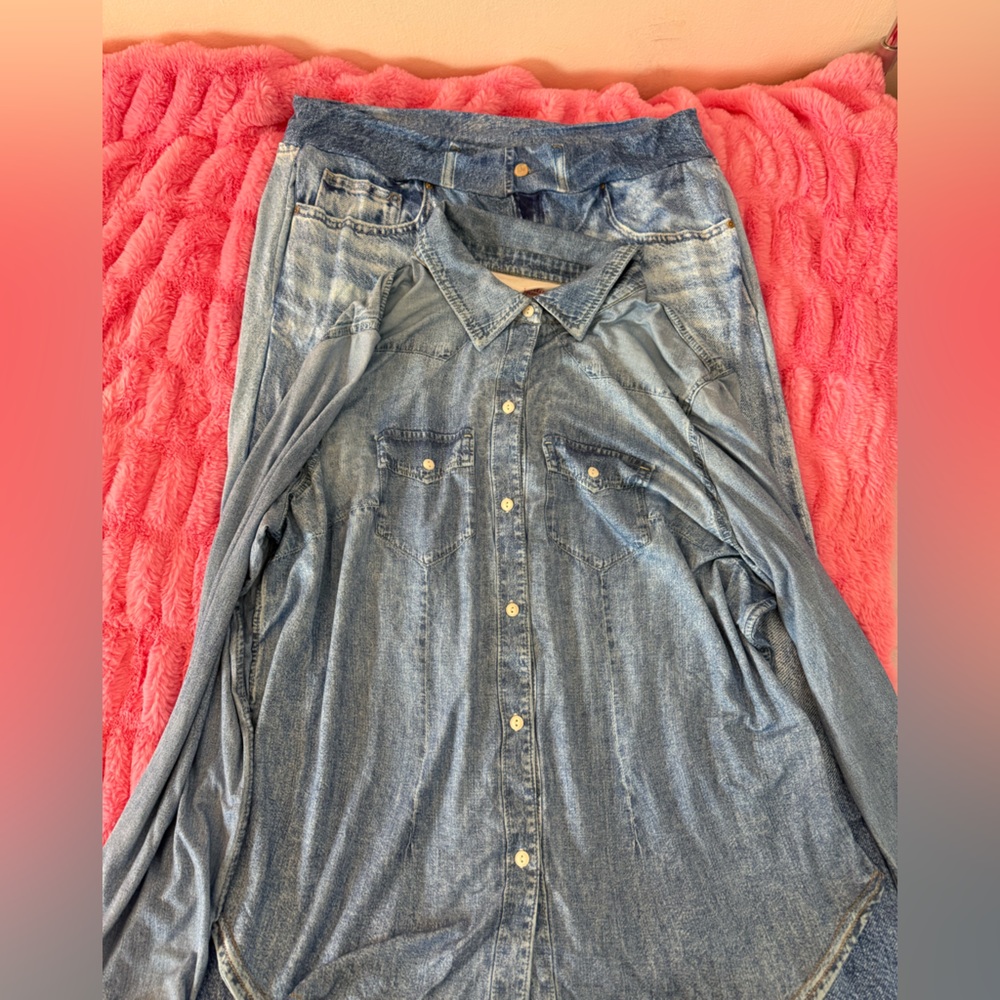 Jordann Jammies Faux Denim Blue Pajama Set